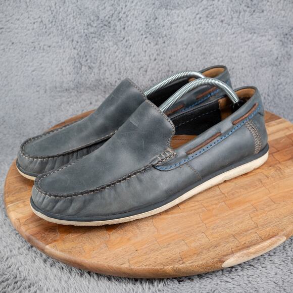 Clarks Blue Leather Mens Drive Loafers Slip On Shoes Size 10.5 - Picture 3 of 7